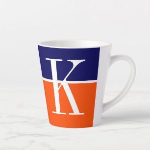 Caneca De Café Latte Monograma de duas cores moderno fixe