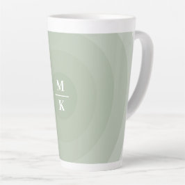 Caneca De Café Latte Monograma de Gradação de Círculo Minimalista Verde