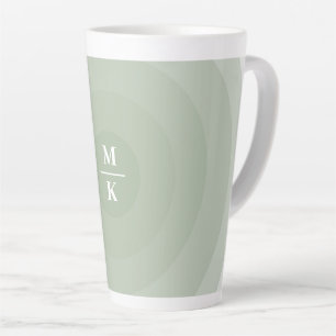 Caneca De Café Latte Monograma de Gradação de Círculo Minimalista Verde