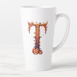 Caneca De Café Latte Monograma de HalloweenT
