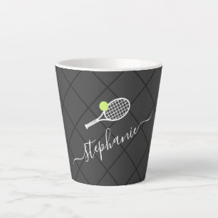 Caneca De Café Latte Monograma de Nome de Script Personalizado do tênis