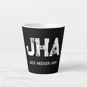 CANECA DE CAFÉ LATTE MONOGRAMA DE TRÊS LETRAS BRANCO MINIMALISTA NOME P
