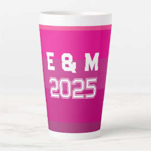 Caneca De Café Latte Monograma e anos personalizáveis