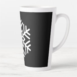 Caneca De Café Latte Monograma e Floco de Neve Branco Grande em Preto