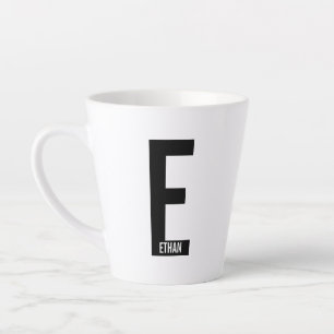 Caneca De Café Latte Monograma e Nome de Negrito Personalizado Moderno