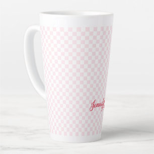 Caneca De Café Latte Monograma Elegante de Tipografia Rosa Moderna Veri