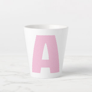 Caneca De Café Latte Monograma em negrito com rosa claro branca