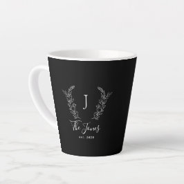 Caneca De Café Latte Monograma familiar e nome elegante personalizado