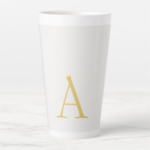 Caneca De Café Latte Monograma Inicial Profissional Cor Dourado e Paste