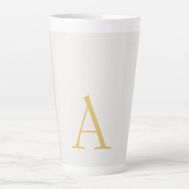 Caneca De Café Latte Monograma Inicial Profissional Cor Dourado e Paste (Frente)