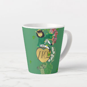 Caneca De Café Latte Monograma Leprechaun Floral