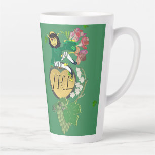 Caneca De Café Latte Monograma Leprechaun Floral