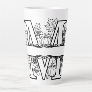 Caneca De Café Latte Monograma "M" Personalizado de Outono