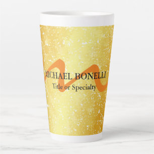 Caneca De Café Latte Monograma moderno cor de ouro profissional inicial