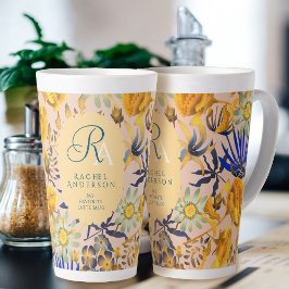 Caneca De Café Latte Monograma multifloral sangrado Porco Latte