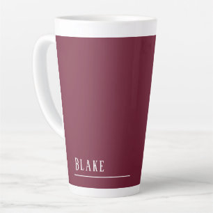 Caneca De Café Latte Monograma personalizado, burgundy moderno
