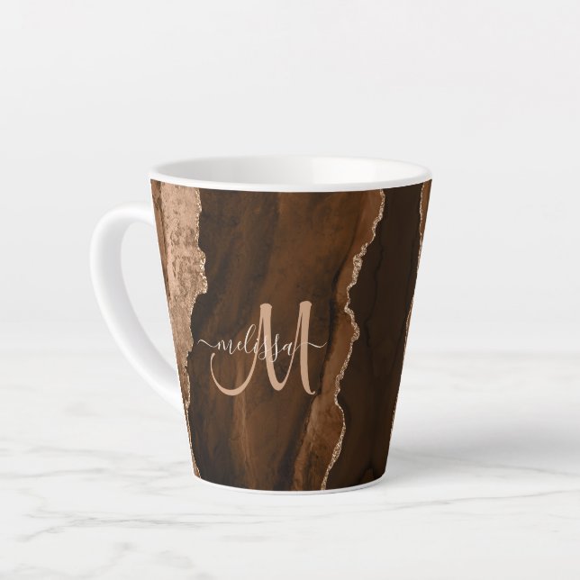 Caneca De Café Latte Monograma Personalizado de Agitação de Lâmpadas de (Ângulo esquerdo)