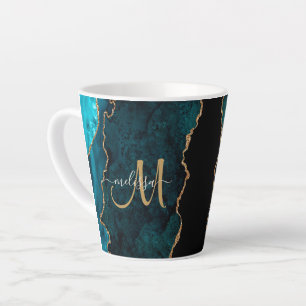 Caneca De Café Latte Monograma Personalizado de Agitação Dourada com Te