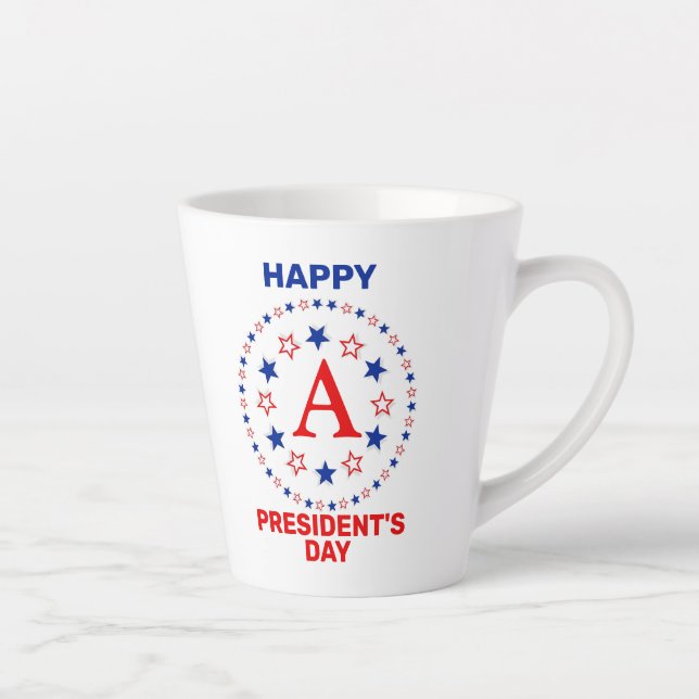 Caneca De Café Latte Monograma personalizado do Feliz Presidente Coffee (Direita)