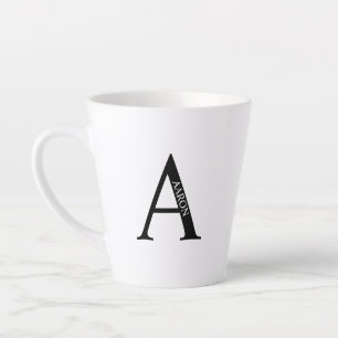 Caneca De Café Latte Monograma Personalizado e Nome Latte Mug
