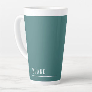 Caneca De Café Latte Monograma personalizado, lacre azul-esverdeado