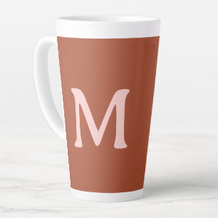 Caneca De Café Latte Monograma Personalizado Laranja Queimado