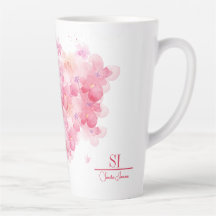 Monograma Personalizado Latte Mug | Moderno Floral
