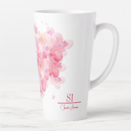 Caneca De Café Latte Monograma Personalizado Latte Mug | Moderno Floral