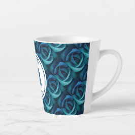 Caneca De Café Latte Monograma personalizado Rosa azul-cristão