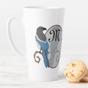 Caneca De Café Latte Monograma preto de pílula