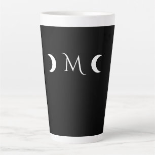 Caneca De Café Latte Monograma preto-e-branco do Crescente Moderno