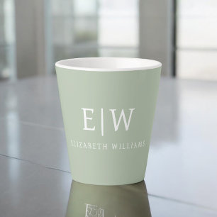 Caneca De Café Latte Monograma Simples Profissional Elegante Minimalist