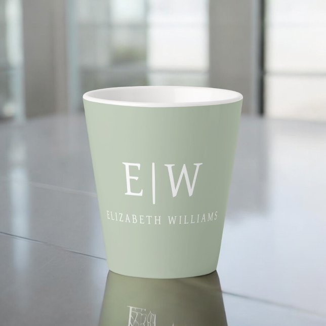 Caneca De Café Latte Monograma Simples Profissional Elegante Minimalist (Criador carregado)
