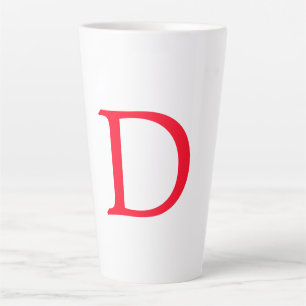 Caneca De Café Latte Monograma Vermelho Clássico Minimalista Elegante I