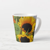 Monograma Vivid Girassóis Foto Impressão de 12oz