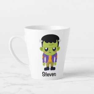 Caneca De Café Latte Monstro Verde de Frankenstein no Halloween
