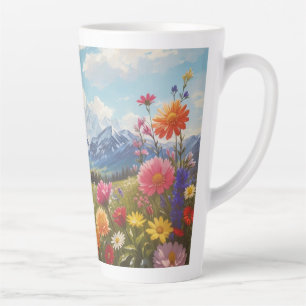 Caneca De Café Latte Montanha Flor Meadow