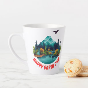 Caneca De Café Latte Montanha Rio da Natureza "FELIZ DIA DA TERRA!" Ins