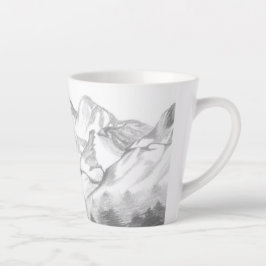 Caneca De Café Latte Montanhas Desenhadas a Lápis em Caneca de Latte