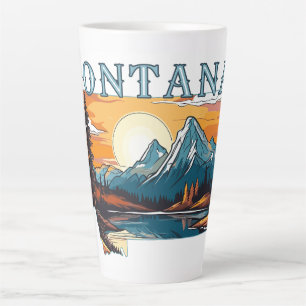 Caneca De Café Latte Montanhas do Contorno de Montana