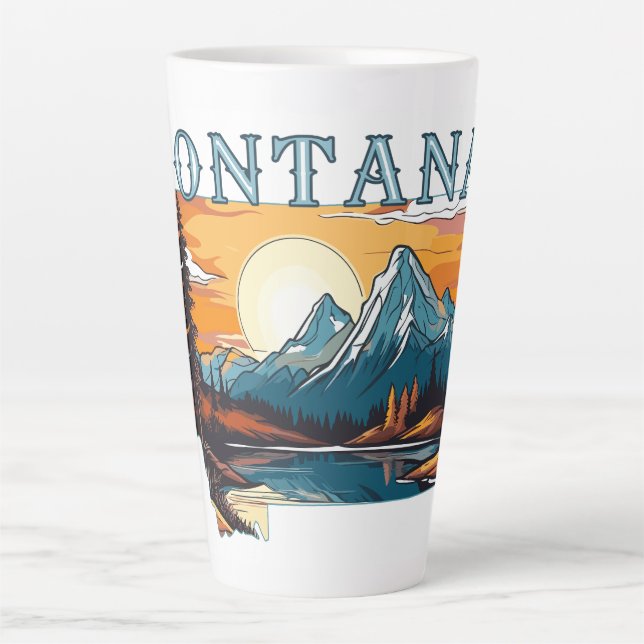 Caneca De Café Latte Montanhas do Contorno de Montana (Frente)