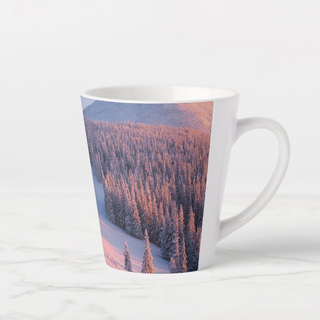 Caneca De Café Latte Montanhas Snowy (Direita)