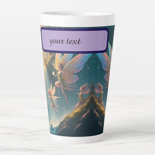 Caneca De Café Latte Moonlight_ Meadow_ Fairies (Frente)