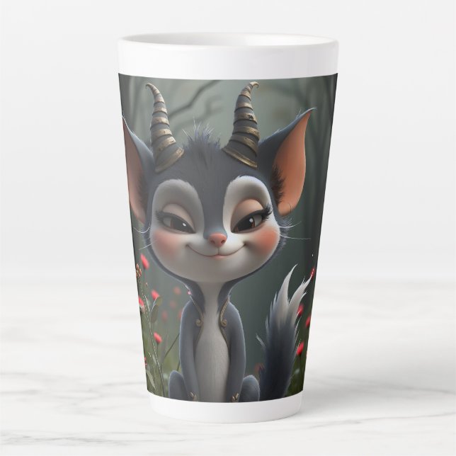 Caneca De Café Latte Moonlit Mischief Forest Spirit of Crimson Bloom.  (Frente)