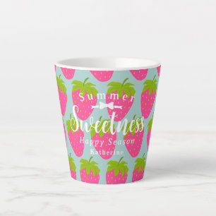 Caneca De Café Latte Morango Aqua