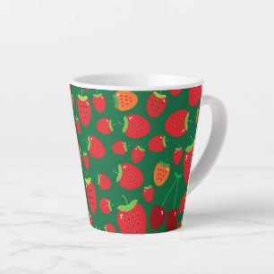 Caneca De Café Latte Morangos
