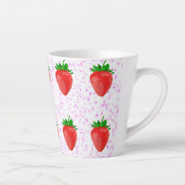 Caneca De Café Latte Morangos Rosa-Chuva-Rosa-Latino (Direita)