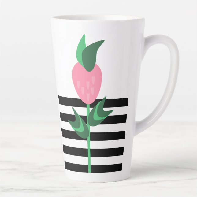 Caneca De Café Latte Morangueiro Listras Pretas (Direita)