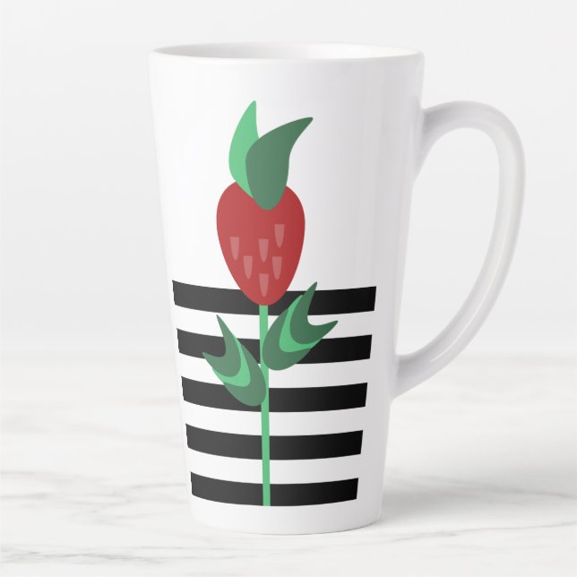 Caneca De Café Latte Morangueiro Listras Pretas (Direita)