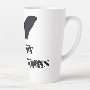 Caneca De Café Latte Morcego preto feliz Halloween adicionar texto nome
